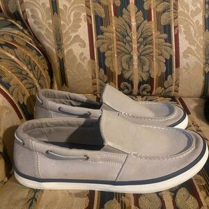 Sperry Gray Canvas Compass Mainsail Slip On Boat Shoes Men's Size 9.5 worn 1x